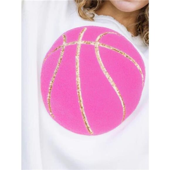 Basketball Round Neck Long Sleeve Sweatshirt - Picture 2 of 8